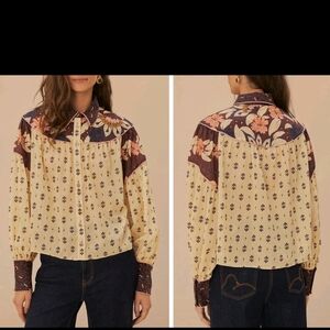Farm Rio Ainika Chill Cotton Blouse, Size XS